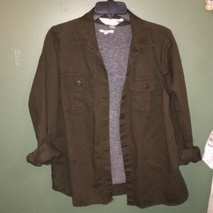 Olive button up flannel